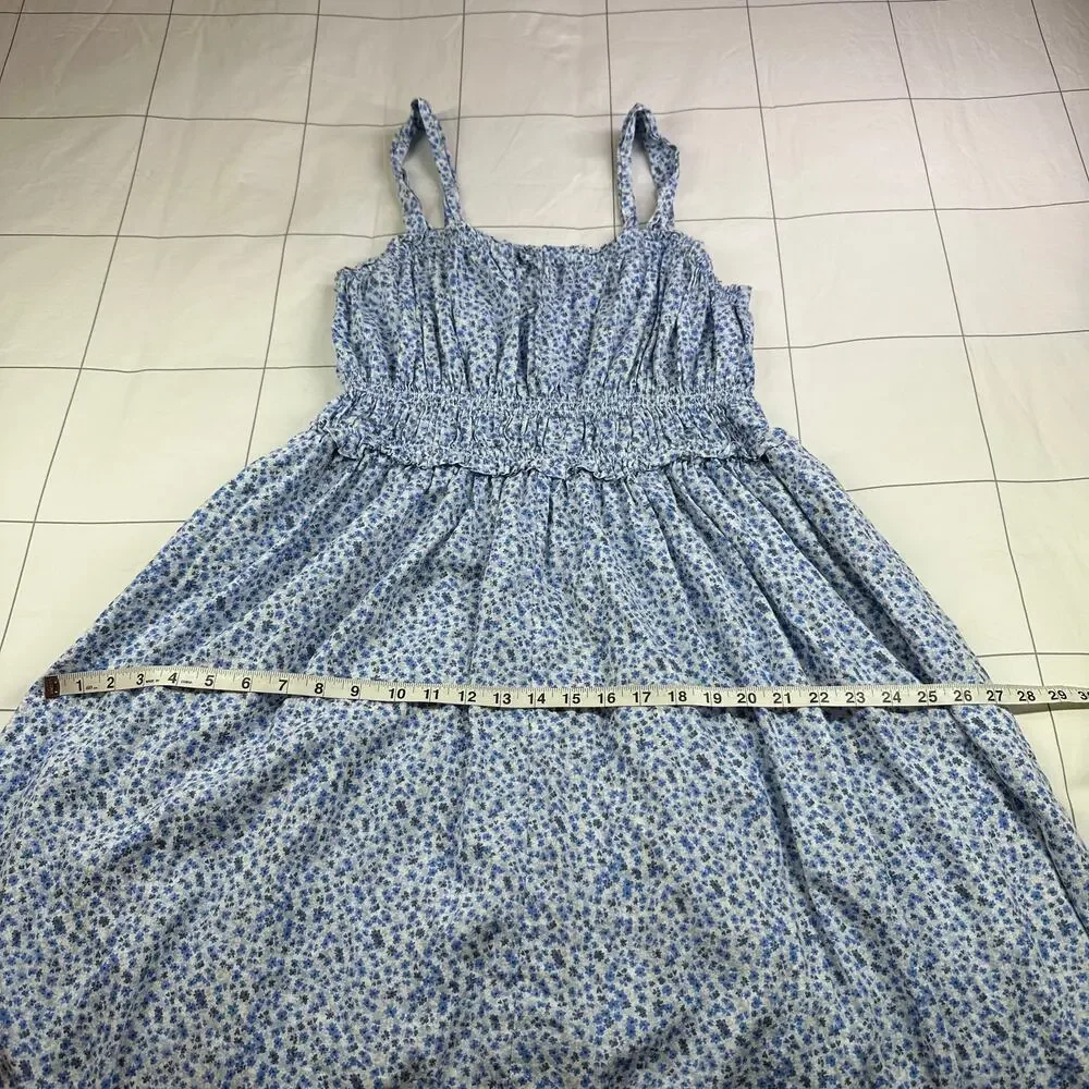 Gap Dress Womens Large Blue Floral Ditsy Sleeveless Cottage Prairie Milkmaid - Picture 10 of 11